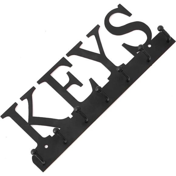 Key Holder Wall Mounted Key Hooks for Wall Decorative with 7 Hooks Black Metal - Picture 6 of 6